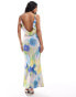 ASOS DESIGN frill detail maxi dress with flower trim in blue floral