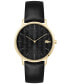 ფოტო #1 პროდუქტის Men's Crocorigin Quartz Black Leather Strap Watch 40mm