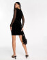 New Look mesh top velvet mini dress in black