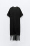 Фото #7 товара Платье из смесового льна в стиле рустик с бахромой ZARA