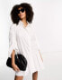 Фото #1 товара ASOS DESIGN cotton mini smock shirt dress with pephem in white