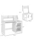 Kids Desk and Chair Set with Storage, Study Desk with Chair for Children 5-8 Years Old, White