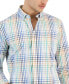 Фото #3 товара Men's Bright Plaid Poplin Long Sleeve Button-Down Shirt, Created for Macy's