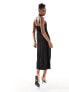 Фото #3 товара Monki strappy maxi slip dress with lace detail in black