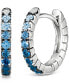 ფოტო #1 პროდუქტის Denim Ombré Sapphire (1/4 ct. t.w.) & White Sapphire (1/20 ct. t.w.) Small Hoop Earrings in 14k White Gold, 0.5"