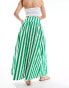 Фото #2 товара ASOS DESIGN dropped waist cotton poplin maxi skirt in green stripe