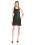 kensie Women's Sleeveless Faux Leather Shift Dress Black M