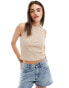 Фото #1 товара Stradivarius crinkle boat neck top in beige