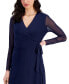 ფოტო #4 პროდუქტის Women's Faux-Wrap Mesh-Sleeve Midi Dress