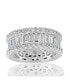 Фото #1 товара Suzy Levian Sterling Silver Cubic Zirconia White Baguette and Round Wide Eternity Band Ring