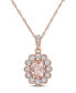 Фото #1 товара Morganite (3/4 ct. t.w.) White Sapphire (5/8 ct. t.w.) and Diamond (1/10 ct. t.w.) Floral 17" Necklace in 10k Rose Gold