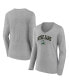 ფოტო #1 პროდუქტის Women's Heather Gray Notre Dame Fighting Irish Evergreen Campus Long Sleeve V-Neck T-shirt