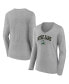 Фото #1 товара Women's Heather Gray Notre Dame Fighting Irish Evergreen Campus Long Sleeve V-Neck T-shirt