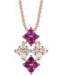 ფოტო #1 პროდუქტის Passion Ruby (1/4 ct. t.w.) & Vanilla Diamond (1/4 ct. t.w.) Quad Cluster 18" Pendant Necklace in 14k Rose Gold