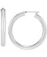 ფოტო #1 პროდუქტის Polished Tube Hoop Earrings in 14k White Gold (40mm)