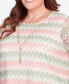 Plus Size English Garden Zig Zag Texture Top with Necklace