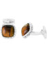ფოტო #1 პროდუქტის EFFY® Men's Tiger Eye Rope Framed Cufflinks in Sterling Silver