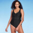 Фото #1 товара Women's Grommet Scallop Full Coverage One Piece Swimsuit - Kona Sol Black L