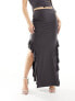 Fashionkilla ruffle detail maxi skirt co-ord in charcoal