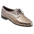 Trotters Lizzie T1858-042 Womens Silver Narrow Leather Oxford Flats Shoes