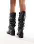 Фото #4 товара Stradivarius square toe slouch boot in black