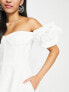 Bardot ruffle sleeve corset mini dress in white