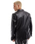 Twisted Tailor faux leather suit jacket in black co-ord Черный, Chest 34 - фото #3