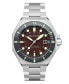 ფოტო #1 პროდუქტის Men's Dumas Automatic Bordeaux with Silver-Tone Solid Stainless Steel Bracelet Watch 44mm