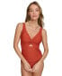 Фото #4 товара Women's Shirred Keyhole Detail One-Piece Swimsuit