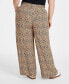 Trendy Plus Size Leopard Printed Wide-Leg Pants, Created for Macy's Sunset Nude Cmb, 3X - фото #4