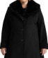 Фото #3 товара Women's Plus Size Faux-Fur-Trim Walker Coat