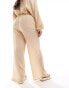 In The Style Plus crinkle wide leg trousers co-ord in camel