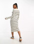 Vero Moda knitted stripe maxi dress in cream and black