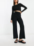 Фото #1 товара Miss Selfridge ribbed wide leg trouser in black