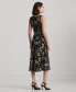 Women's Floral Belted Crepe Sleeveless Dress