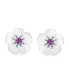 ფოტო #2 პროდუქტის White Mother Of Pearl Mop Flower Amethyst Gemstone Accent Stud Earrings For Women .925 Sterling Silver