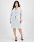 Plus Size Check Print Contrast Trim Skirt Suit