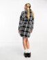 Noisy May tie waist high neck mini dress in black check