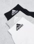 adidas Training 3 pack ankle socks in black, white and grey