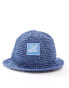 COLLUSION straw branded bucket hat in blue