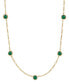 ფოტო #1 პროდუქტის Lab-Grown Emerald Station Figaro Collar Necklace (1-1/5 ct. t.w.) in 14k Gold-Plated Sterling Silver, 16" + 2" extender