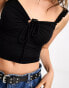 Фото #3 товара Cotton On milkmaid jersey crop top black