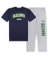 ფოტო #1 პროდუქტის Men's College Navy, Heather Gray Seattle Seahawks Big and Tall T-shirt and Pajama Pants Sleep Set