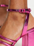 Stradivarius multi strap block heel sandal in metallic pink