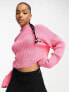 Hollister cropped knit jumper in pink