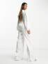 Extro & Vert Bridal plunge front satin jumpsuit with balloon sleeves