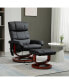 Фото #2 товара Recliner Chair with Ottoman, Electric Faux Leather Recliner with 10 Vibration Points and 5 Massage Mode, Reclining Chair with Swivel Wood Base, Remote Control and Side Pocket, Black