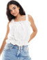 ASOS DESIGN cotton cami top with embroidery in white