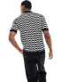 Fred Perry jaquard knit polo shirt in black