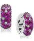 ფოტო #1 პროდუქტის Splash by EFFY® Ruby (1-3/8 ct. t.w.) & Pink Sapphire (3/4 ct. t.w.) Hoop Earrings in Sterling Silver